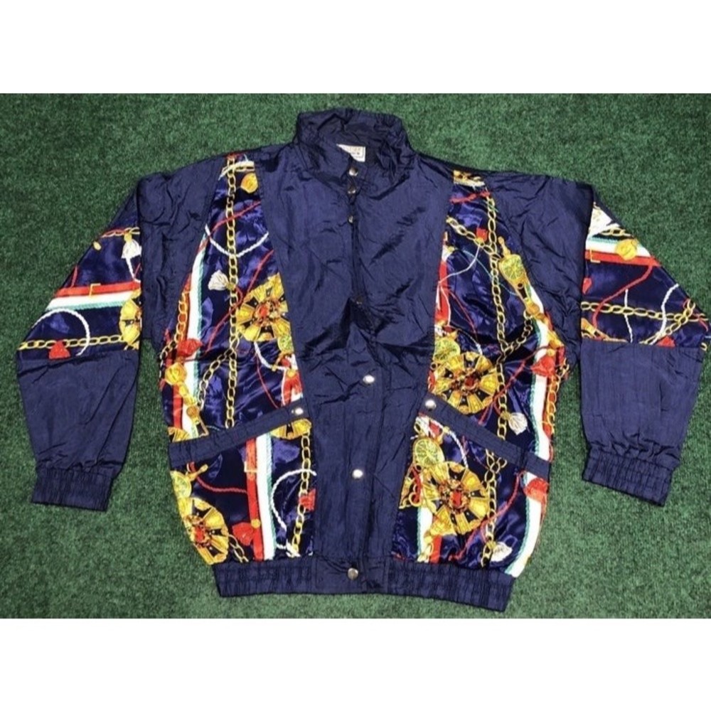Vintage Y2K Steampunk Baroque Nautical Suns 80s Westside Windbreaker Jacket M